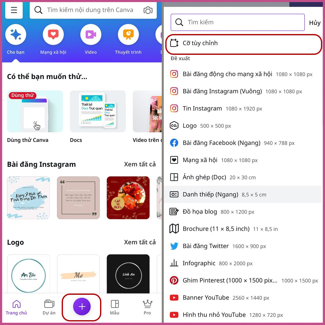 Chèn ảnh vào Canva bằng điện thoại bước 1