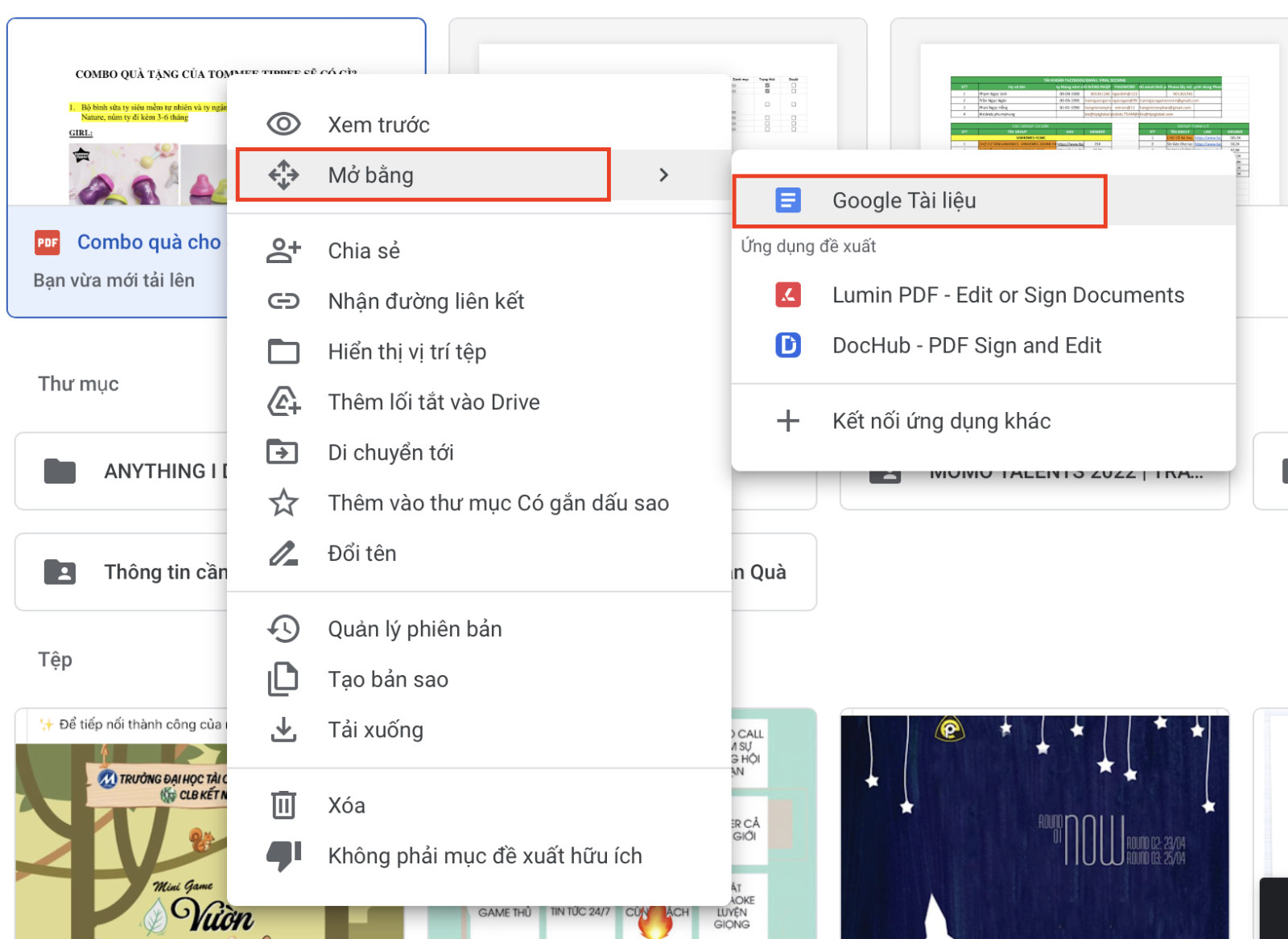 Cách chuyển file PDF sang Word trên Google Drive bước 3