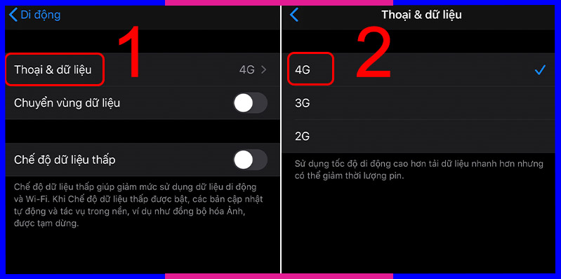 Cách chuyển LTE sang 4G trên iPhone B3 B4