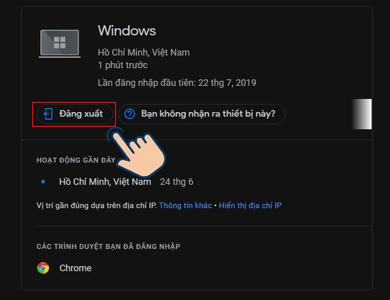 Đăng xuất Gmail từ xa bằng cách thu hồi quyền truy cập bước 5.2
