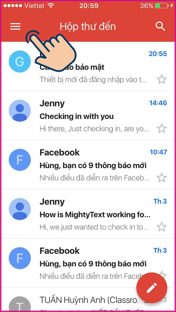 Đăng xuất Gmail từ xa trên điện thoại bước 2