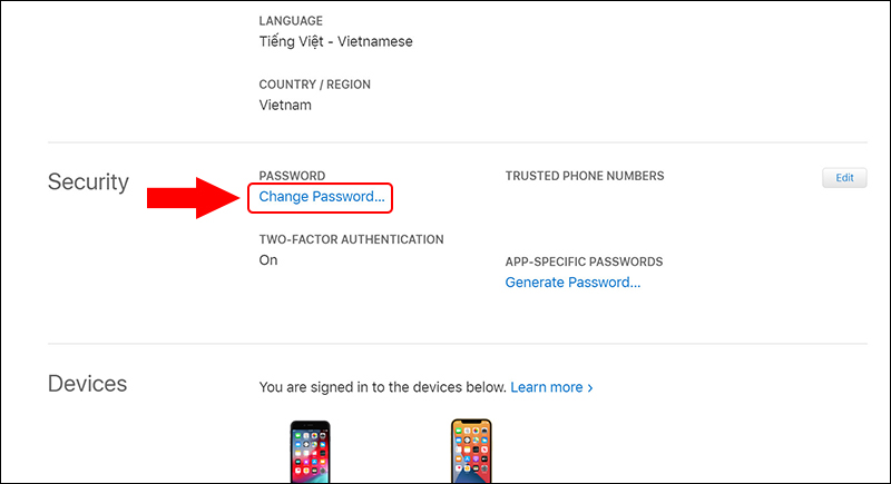 Đổi mật khẩu iCloud