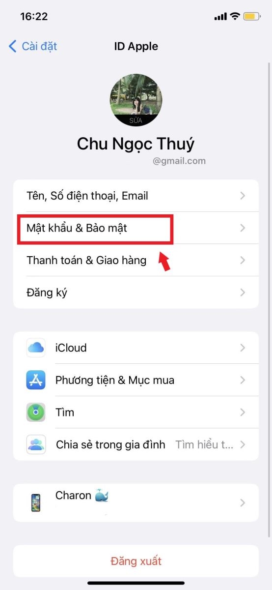 Chọn Mât khẩu & Bảo mật