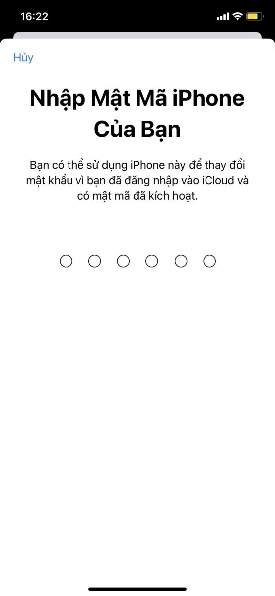 Chọn Nhập mật mã của iPhone