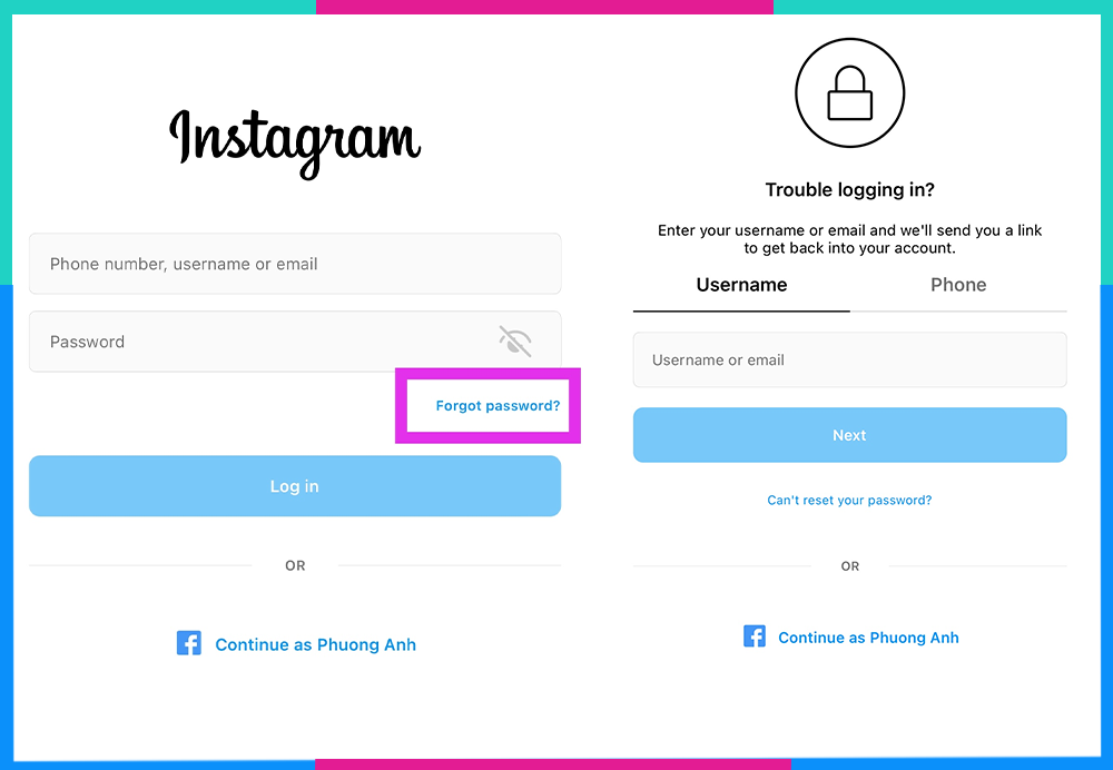 Đặt lại mật khẩu Instagram