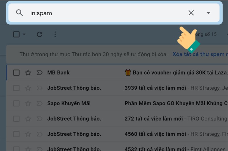 Dọn dẹp thư mục spam và thùng rác bước 1