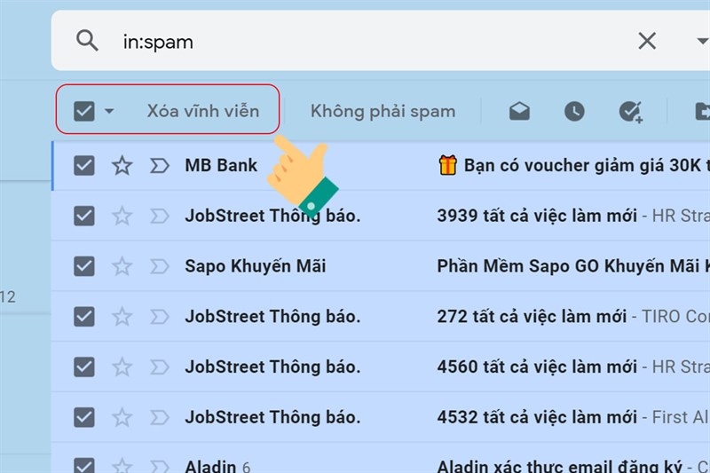 Dọn dẹp thư mục spam và thùng rác bước 2