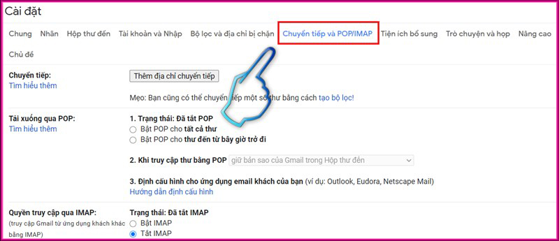 Forward toàn bộ email mới trong Gmail Bước 2