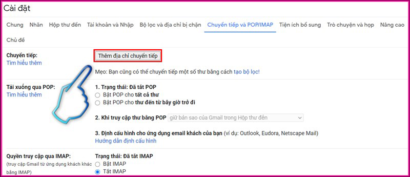 Forward toàn bộ email mới trong Gmail Bước 3