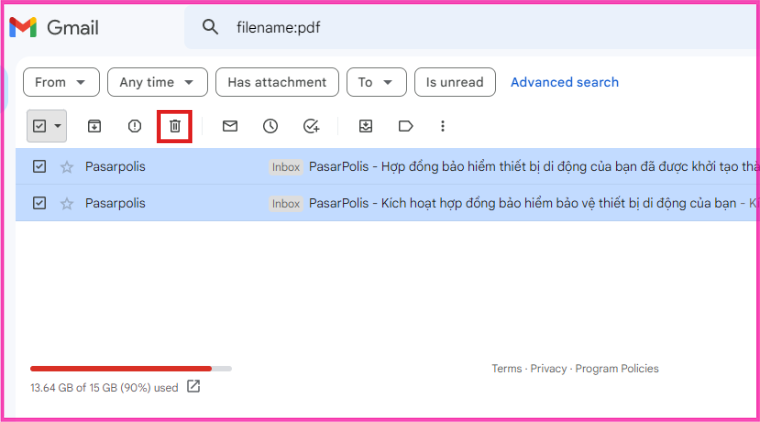 Giải phóng không gian bộ nhớ Gmail
