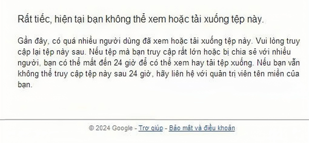 Google Drive quá giới hạn lượt tải là gì?