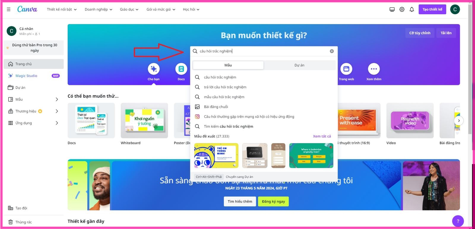 Hướng dẫn các bước làm câu hỏi trắc nghiệm trên Canva bước 1.2