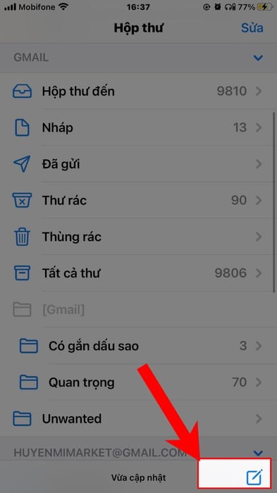 Hướng dẫn cách gửi ảnh qua Gmail bằng điện thoại Bước 1