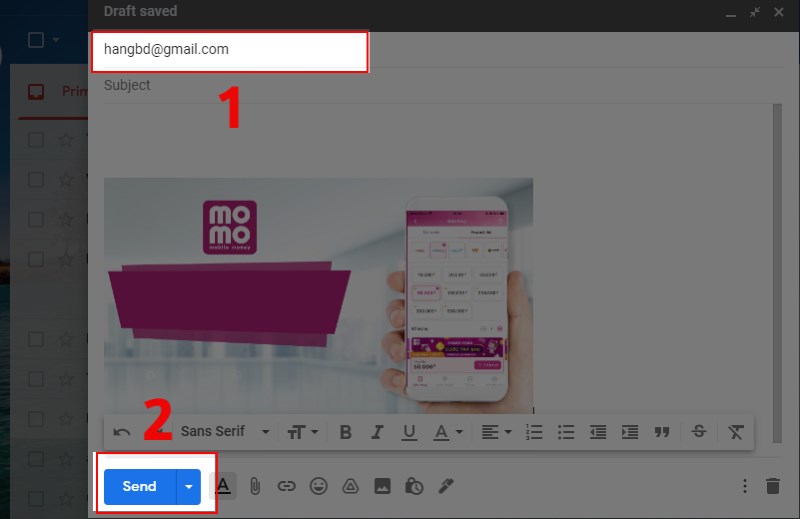 Hướng dẫn cách gửi ảnh qua Gmail bằng máy tính Bước 4
