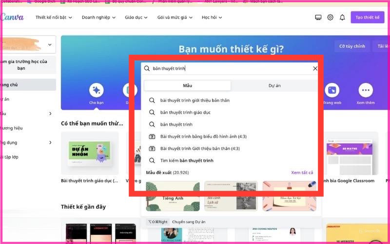 Hướng dẫn cách làm slide trên Canva theo mẫu chuyên nghiệp bước 1