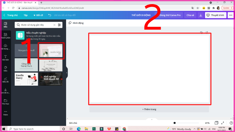 Hướng dẫn cách tự làm slide trên Canva bước 3