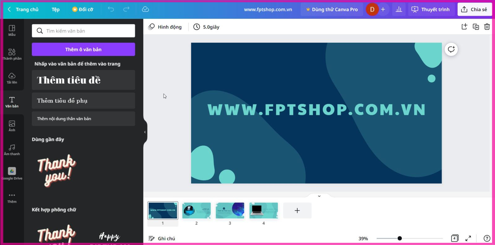 Hướng dẫn cách tự làm slide trên Canva bước 5