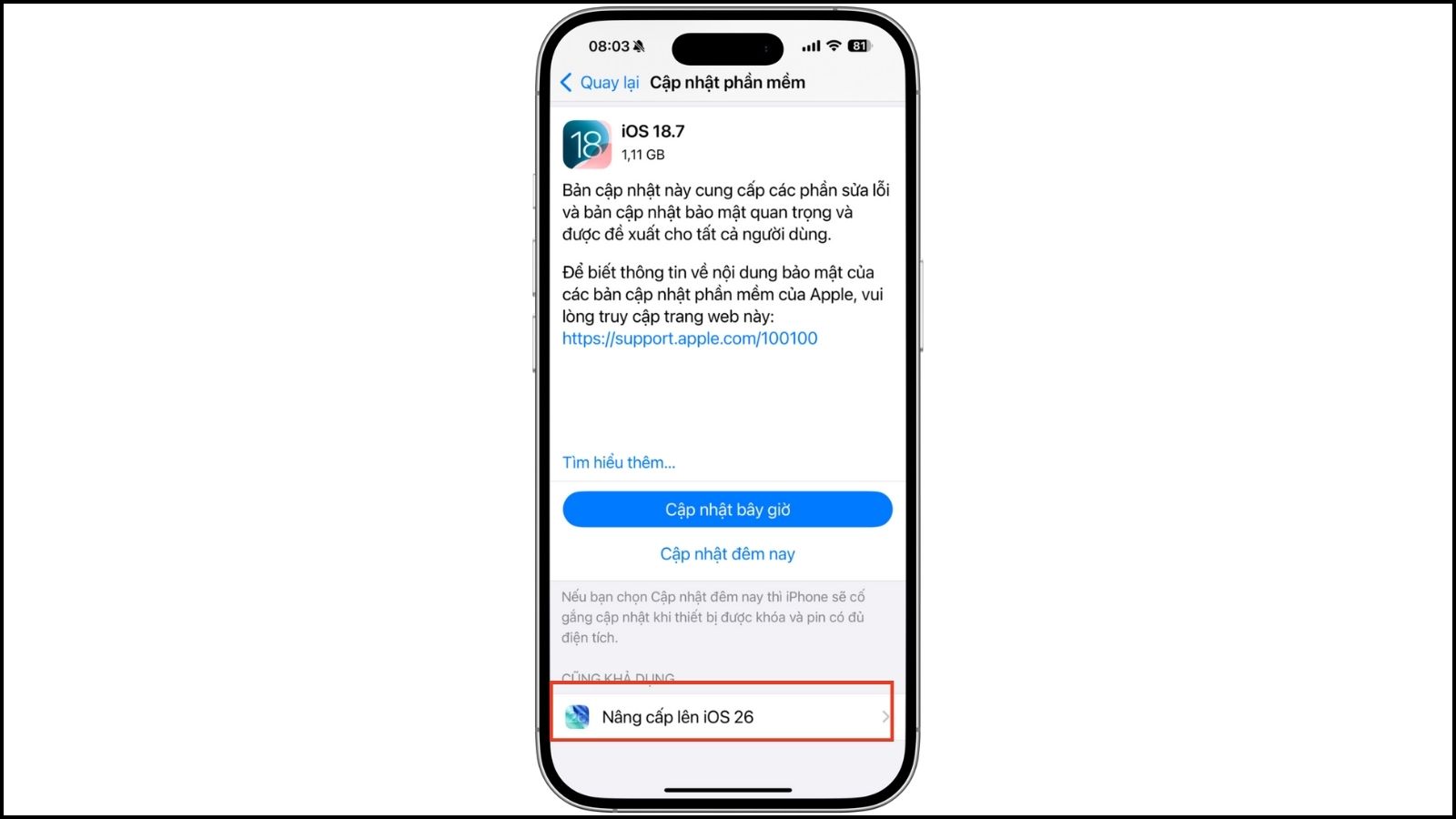 Hướng dẫn cách cập nhật iOS 26 khi chưa nâng cấp phiên bản iOS