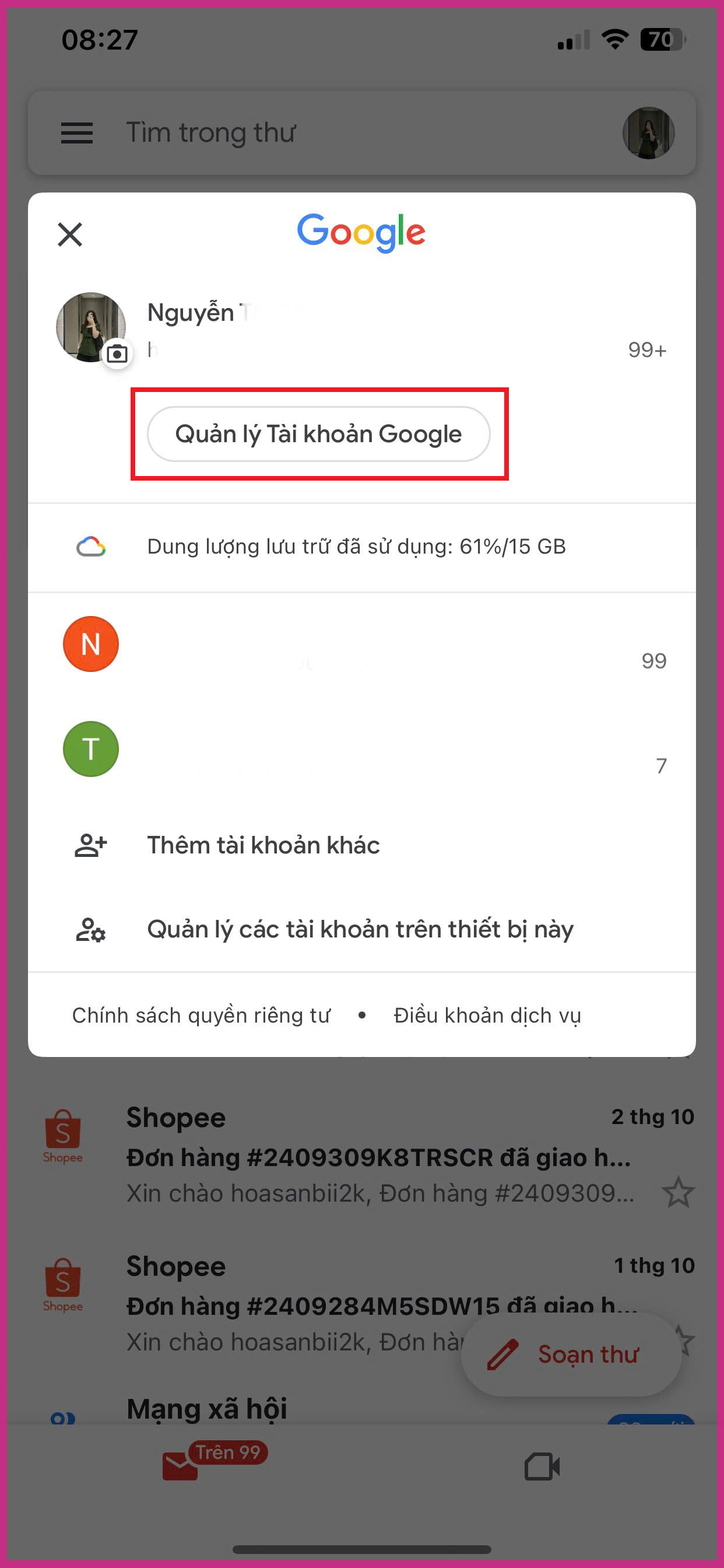 Hướng dẫn chi tiết cách bật xác minh 2 bước Gmail trên điện thoại bước 2.2