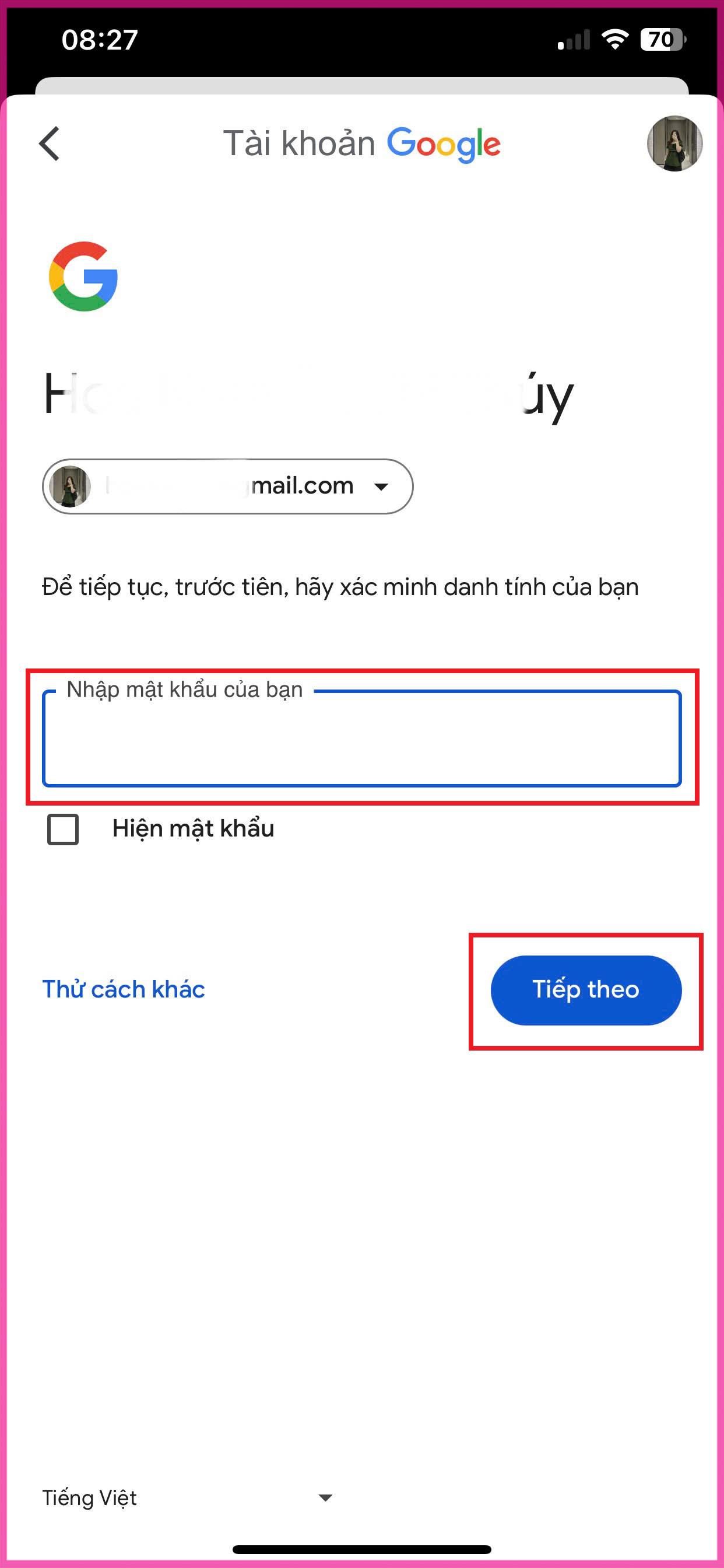 Hướng dẫn chi tiết cách bật xác minh 2 bước Gmail trên điện thoại bước 3.2