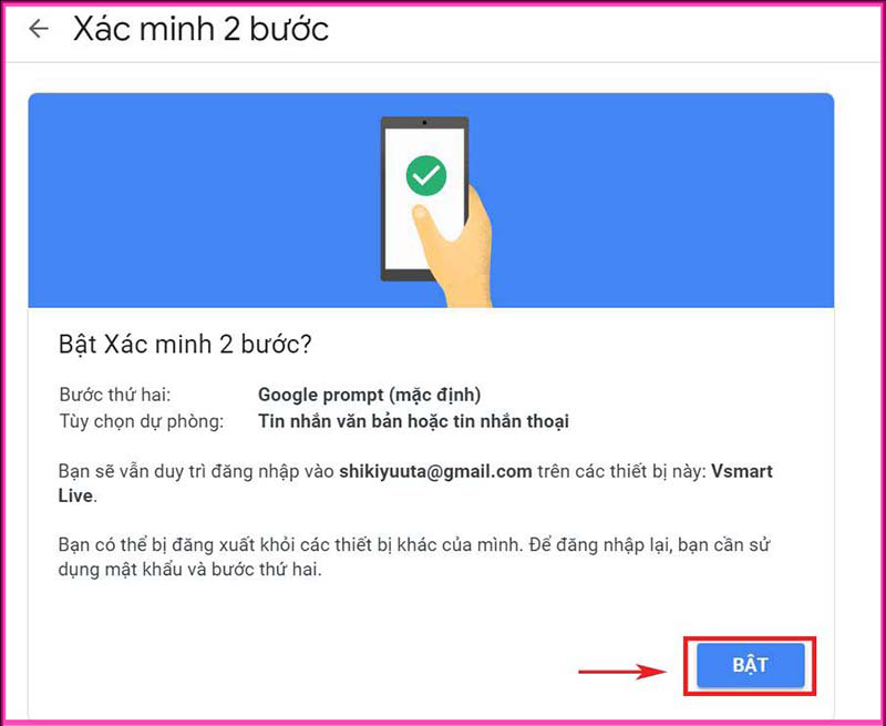 Hướng dẫn chi tiết cách bật xác minh 2 bước Gmail trên máy tính bước 3.2