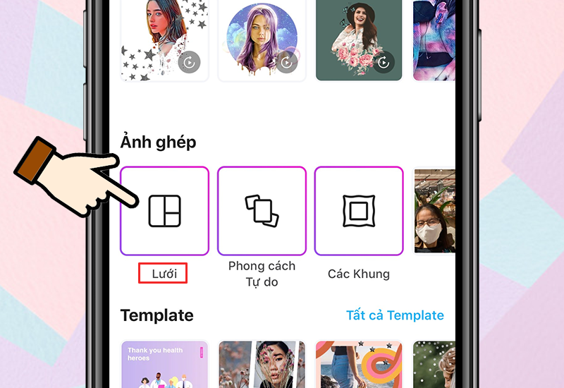 Cách ghép ảnh trên iPhone bằng ứng dụng Picsart bước 2