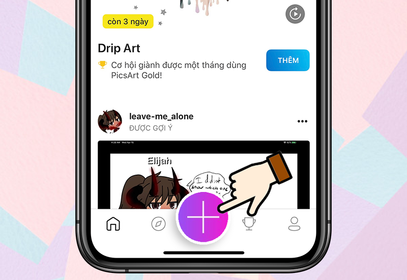 Cách ghép ảnh trên iPhone bằng ứng dụng Picsart bước 2