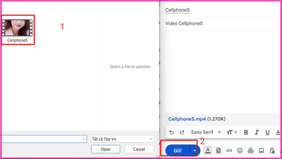 Hướng dẫn gửi video qua Gmail trên máy tính bước 3