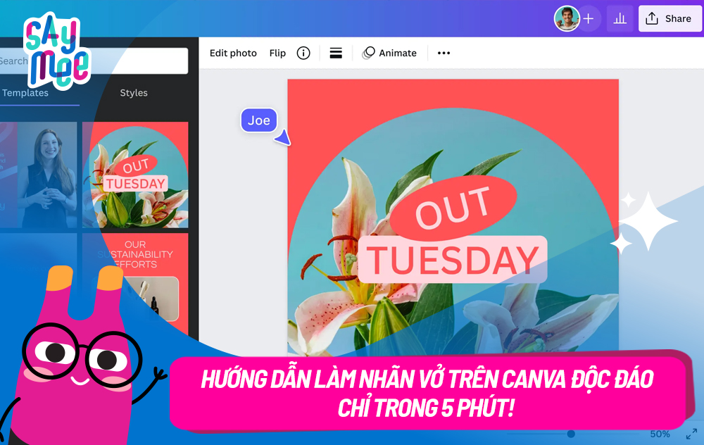 Hướng dẫn làm nhãn vở trên Canva