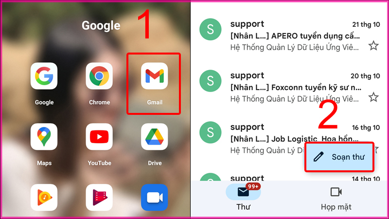Hướng dẫn lên lịch hẹn giờ gửi mail trong Gmail trên điện thoại bước 1