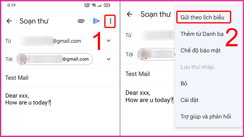 Hướng dẫn lên lịch hẹn giờ gửi mail trong Gmail trên điện thoại bước 2