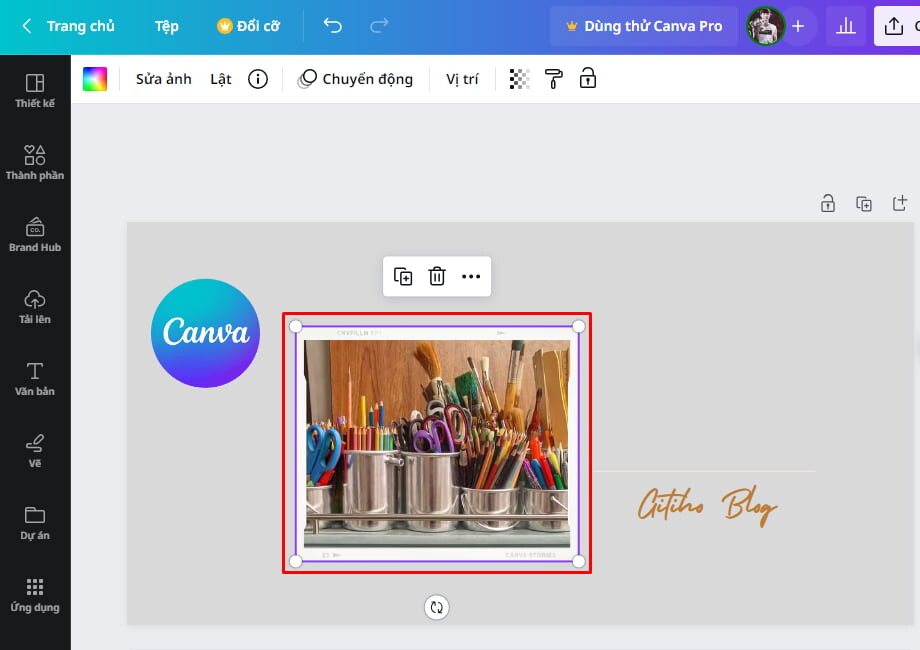 Hướng dẫn một số cách cắt ảnh trên Canva bước 2