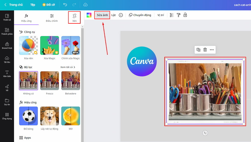 Hướng dẫn một số cách cắt ảnh trên Canva bước 4