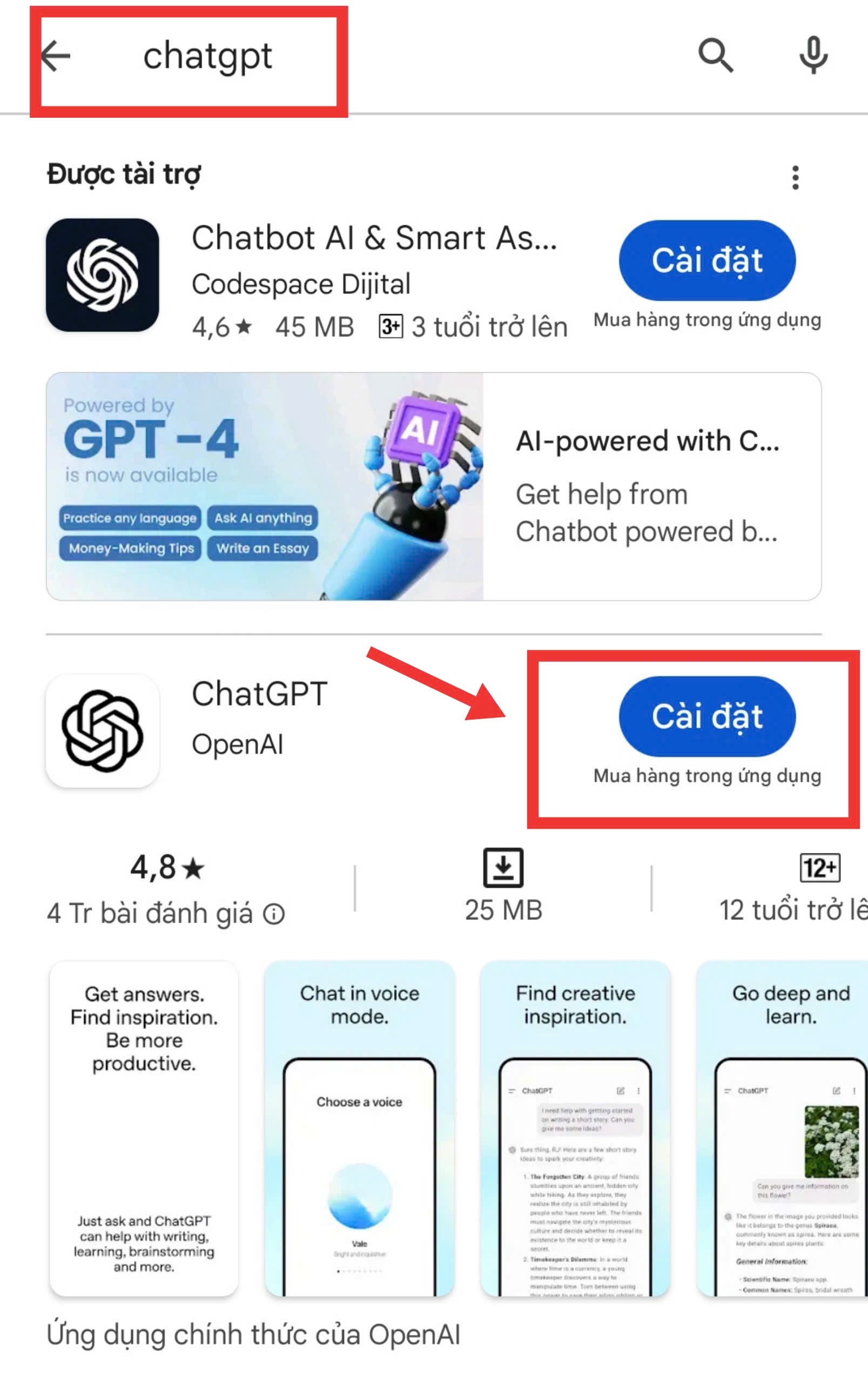 sử dụng ChatGPT-4o trên thiết bị điện thoại b1