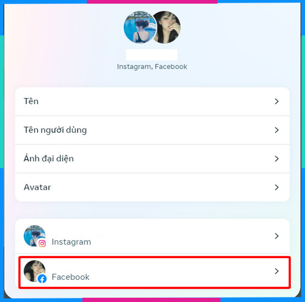 Hủy liên kết Instagram với Facebook trên máy tính B8