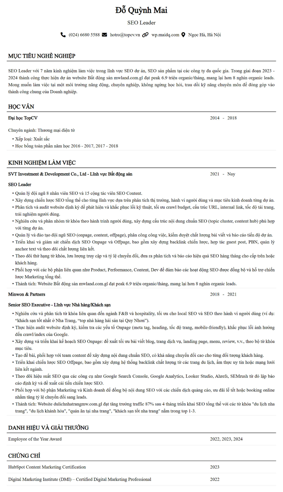 cv harvard chuyên nghiệp