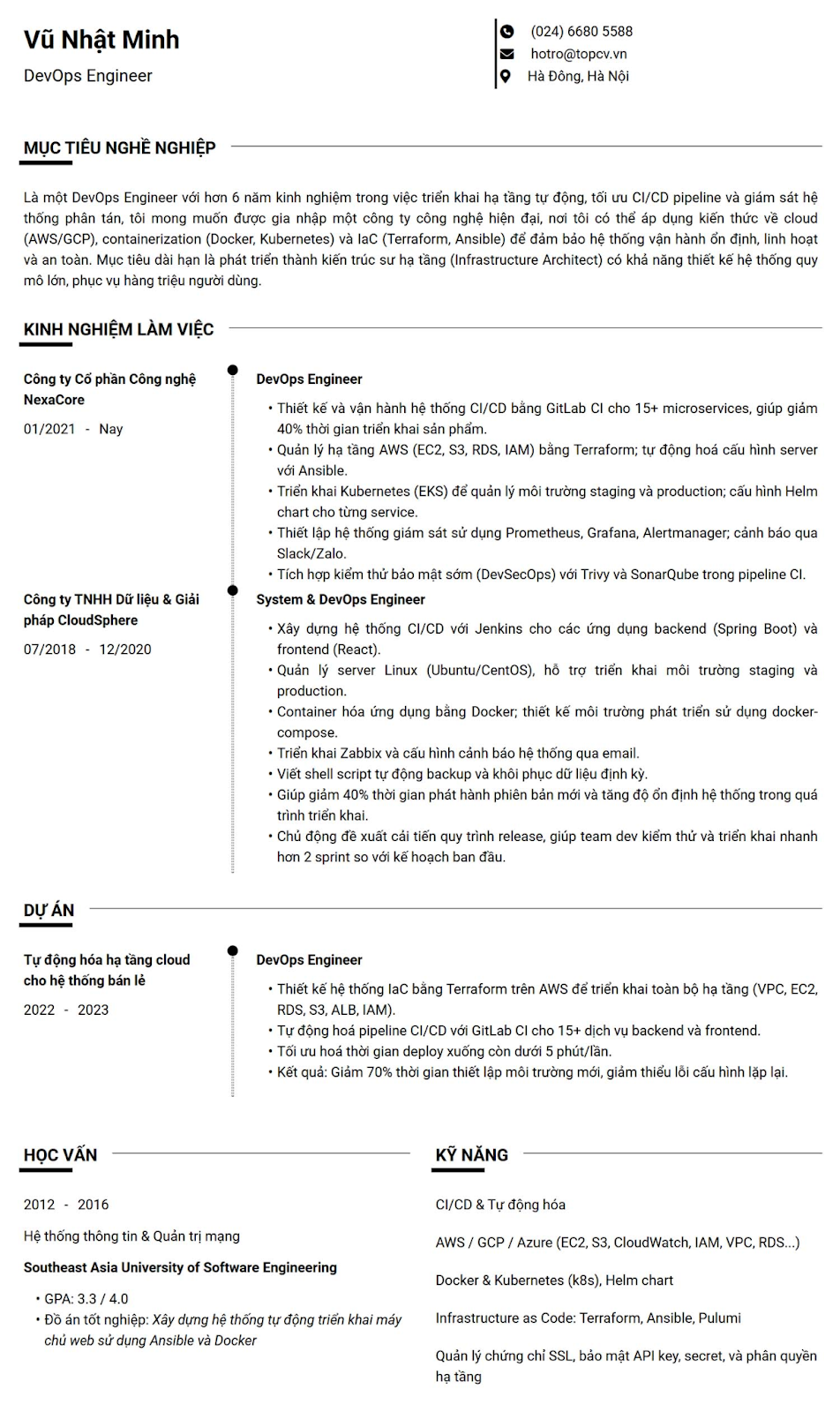 cv harvard template