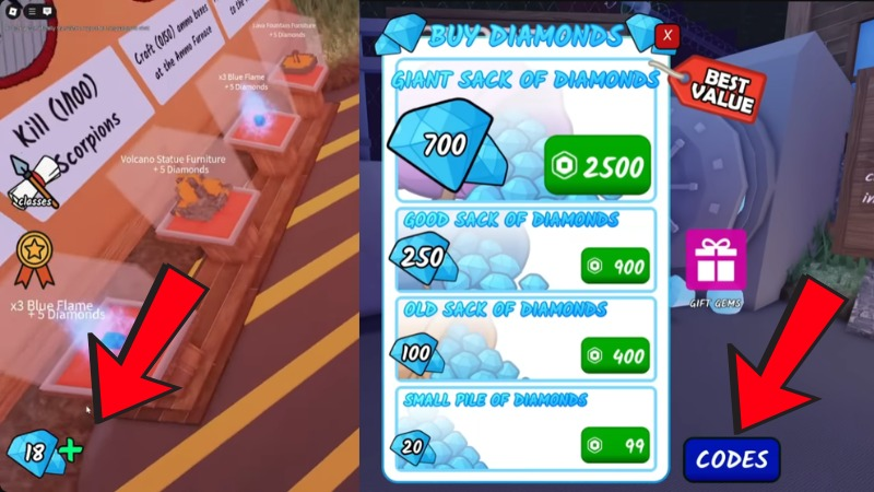 cách nhập code 99 Nights in the Forest