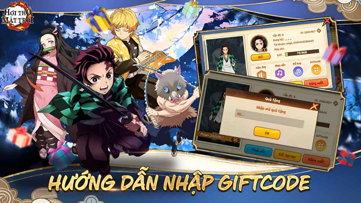 gift code hơi thở mặt trời