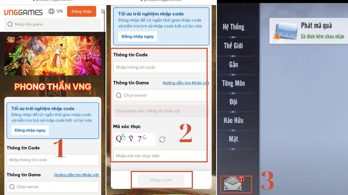 gift code na tra phong thần ký