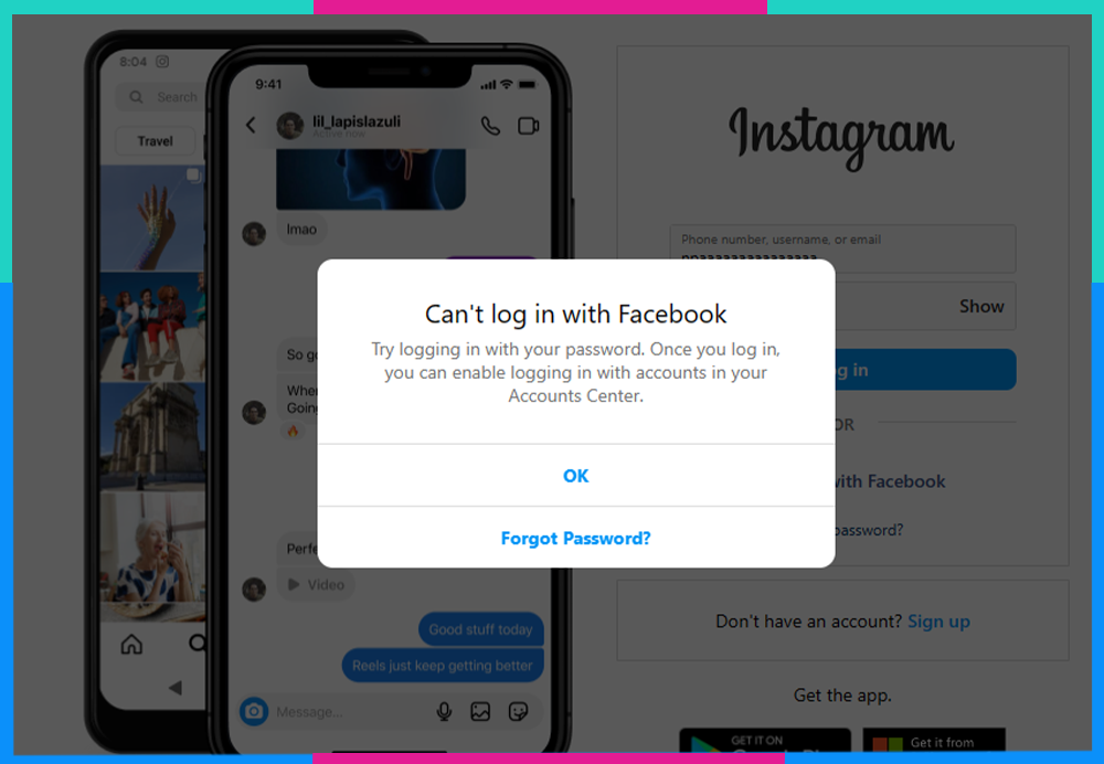 Instagram bị lỗi đăng nhập Facebook