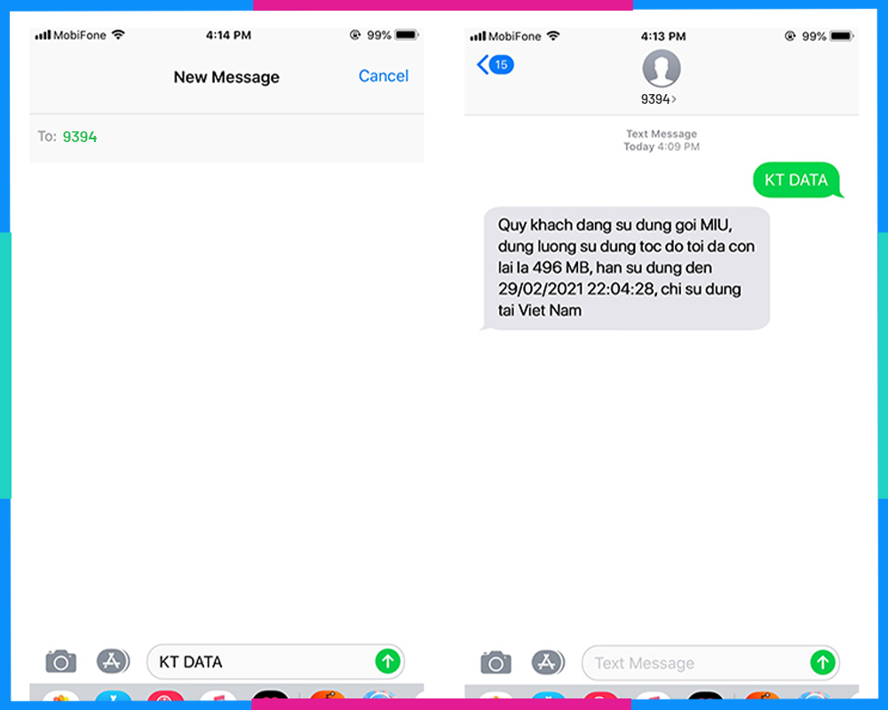 Kiểm tra dung lượng MobiFone qua tin nhắn