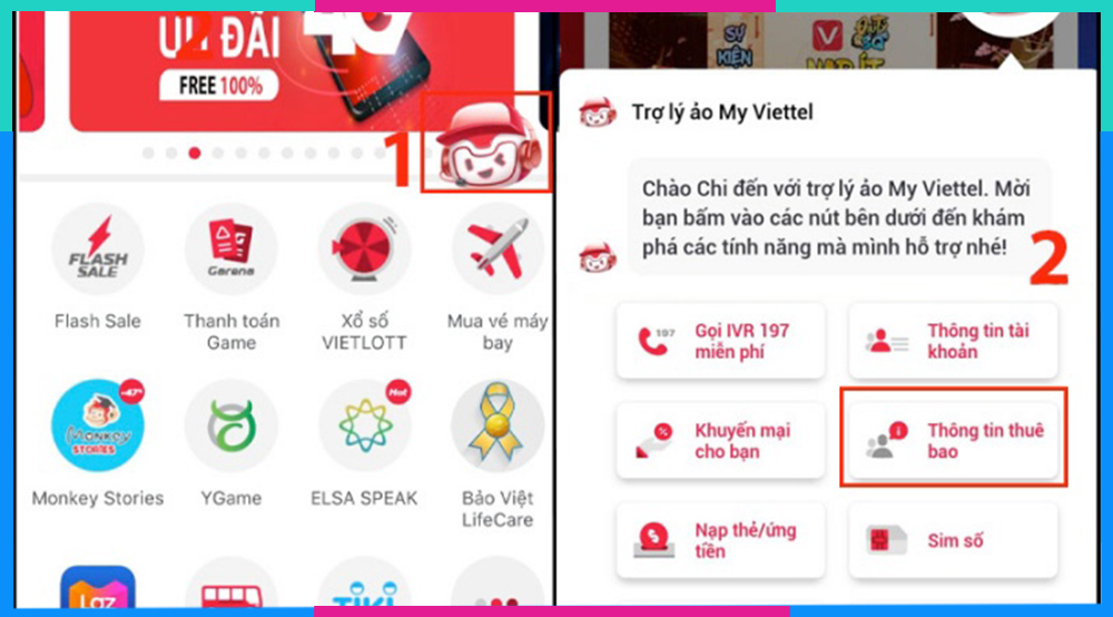 Kiểm tra thông tin thuê bao Viettel App