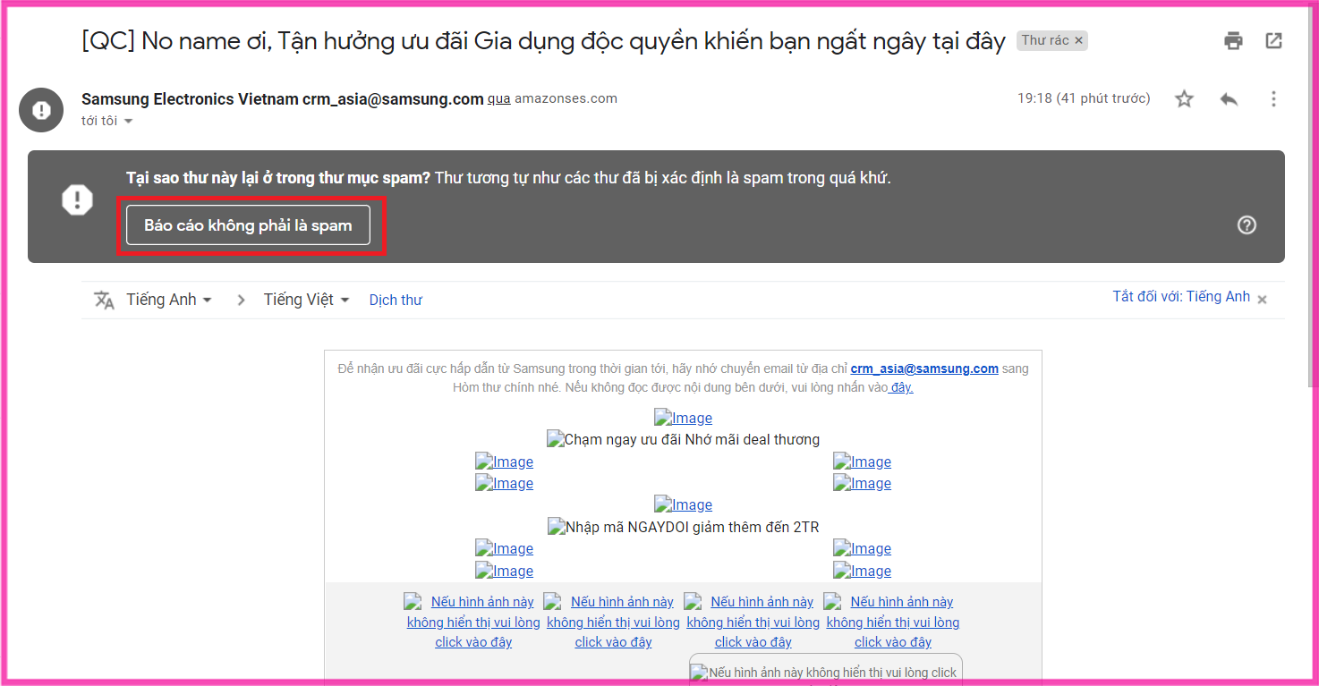 Kiểm tra thư mục Spam bước 2