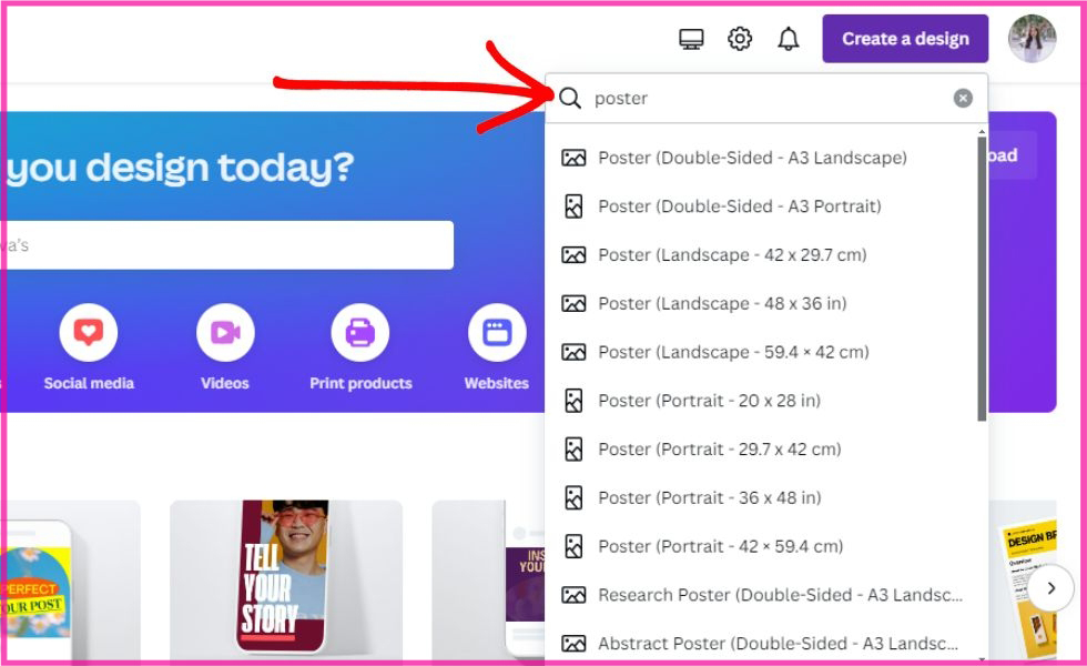 Làm poster trên Canva theo mẫu có sẵn bước 3