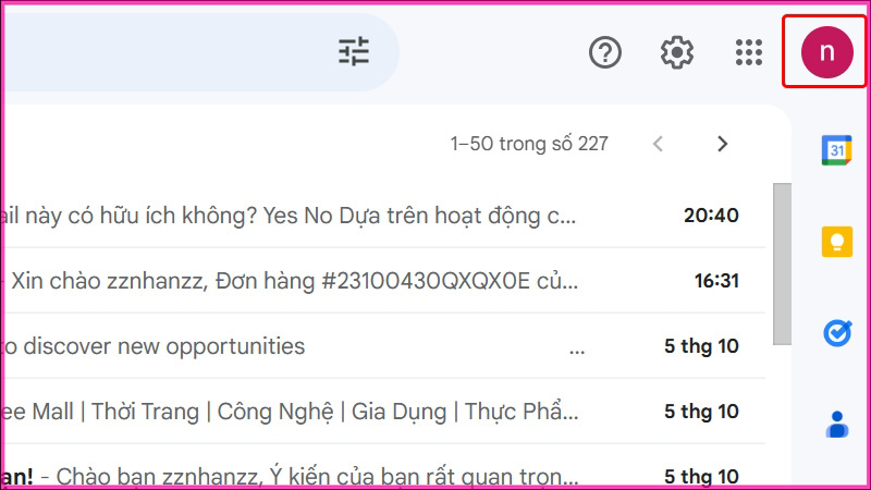 Làm thế nào để đăng xuất tài khoản Gmail bằng máy tính bước 1