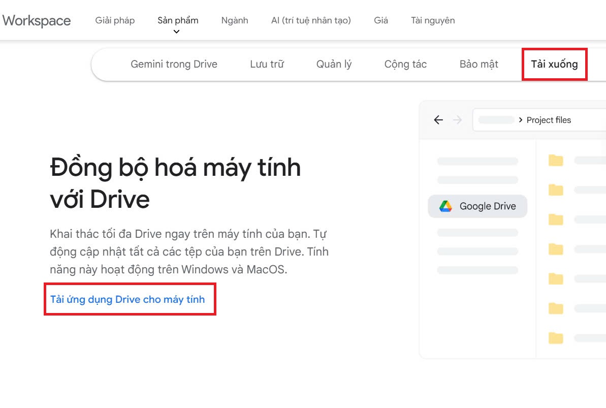 Tải Google Drive cho máy tính bước 1.2