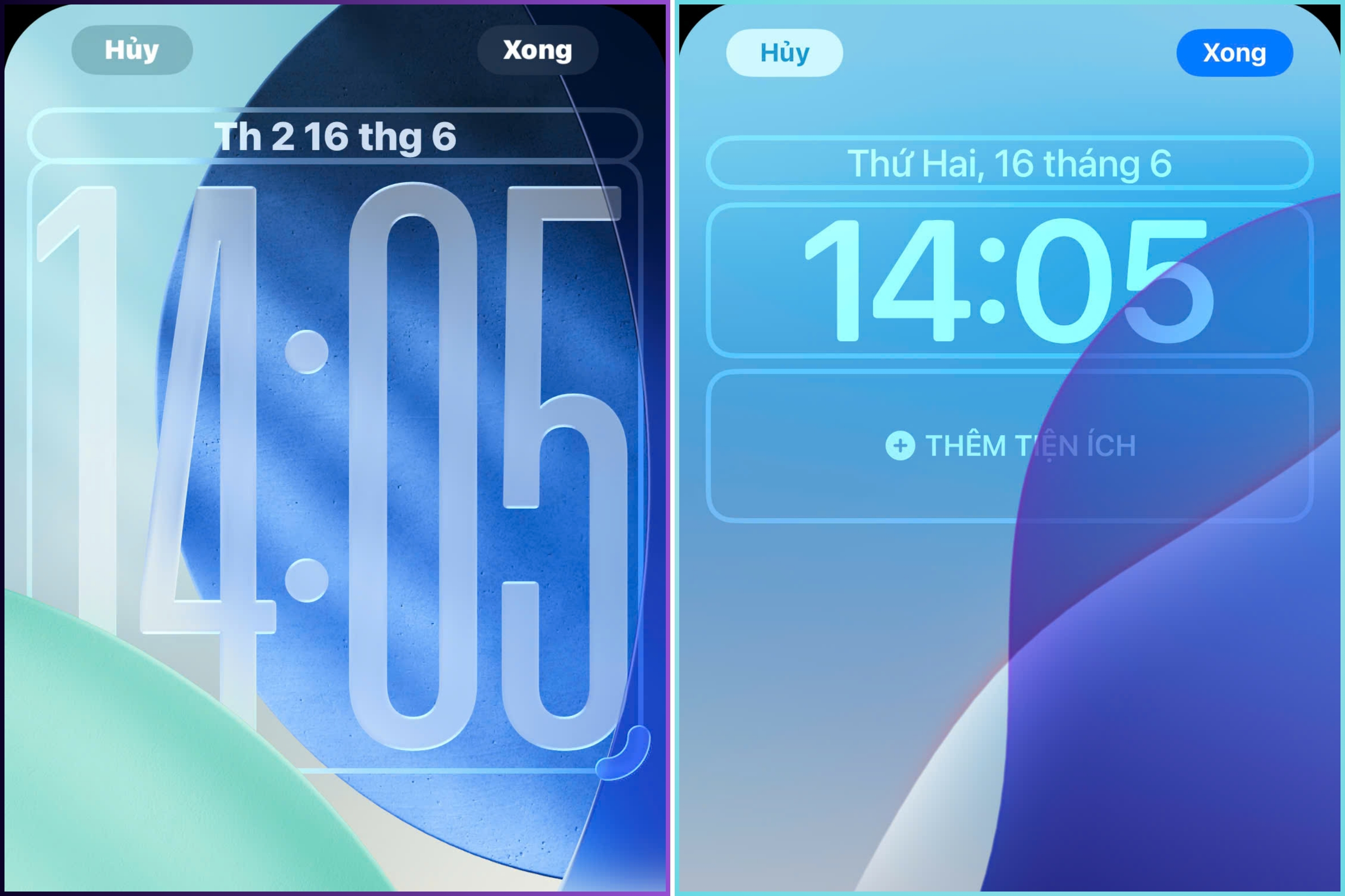 So sánh tính năng iOS 26 (tay trái) và iOS 18 (tay phải)