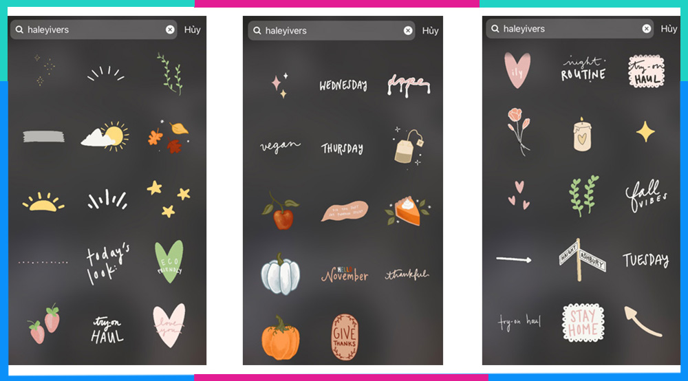 Sticker Instagram hoa lá trời mây màu pastel 4