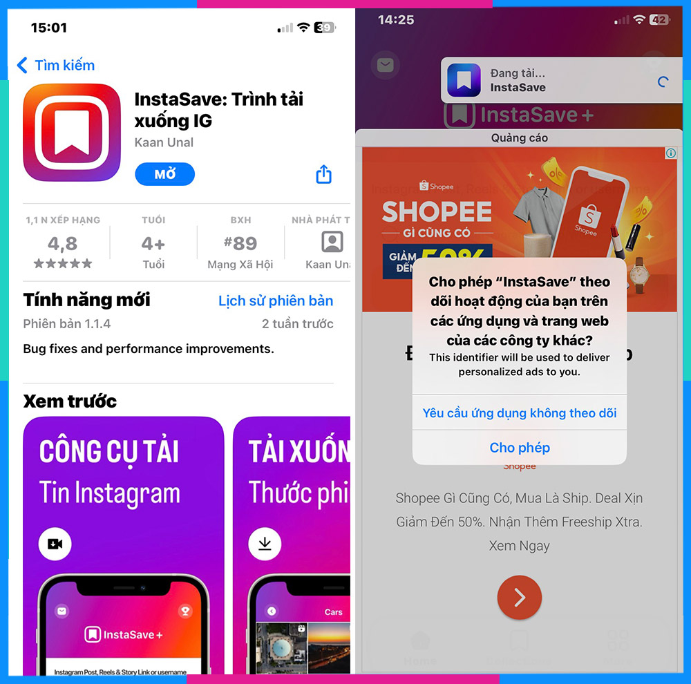 Tải ảnh từ Instagram về điện thoại bằng ứng dụng InstaSave b2